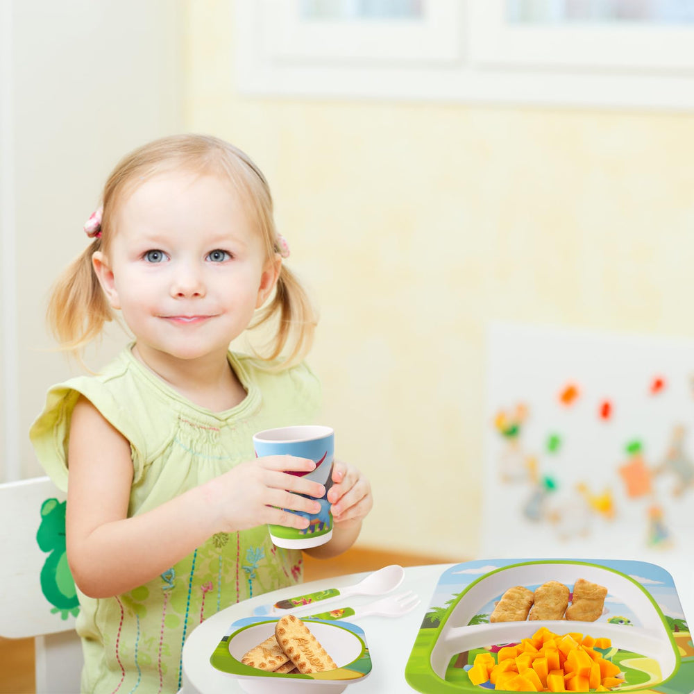 Qshare Bamboo toddler dinnerware spoon supports self-feeding with soft-tip care.