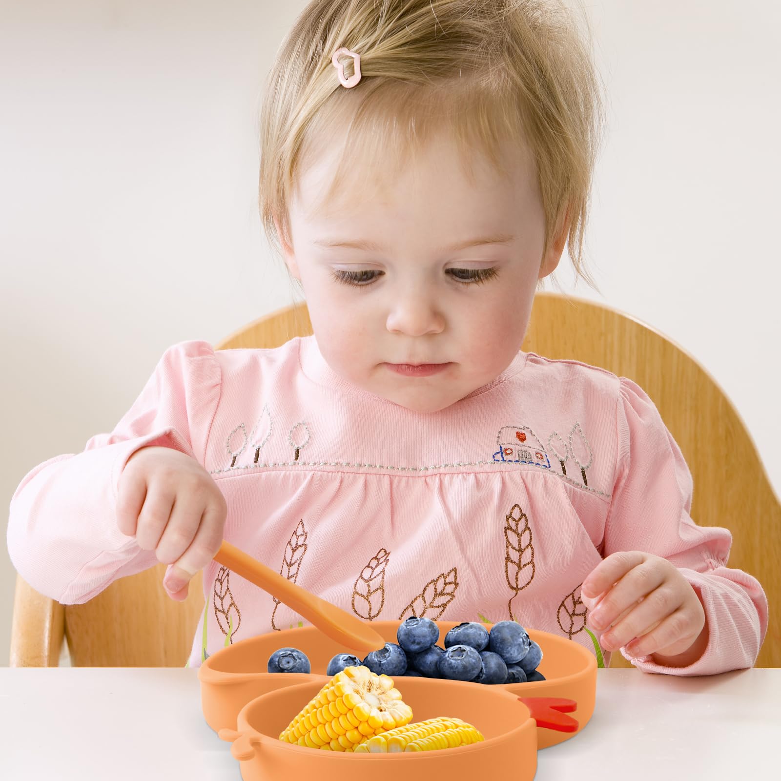 Qshare divided toddler plate keeps foods separate for balanced meals