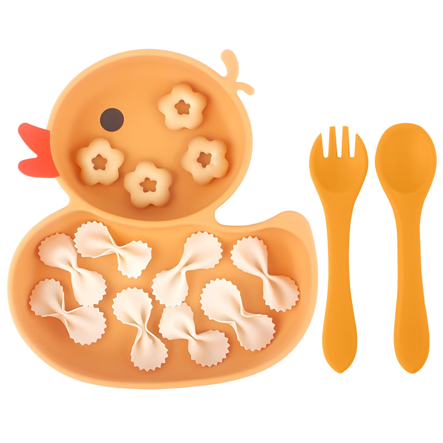 Qshare blue duck suction plate with secure grip for mess-free meals