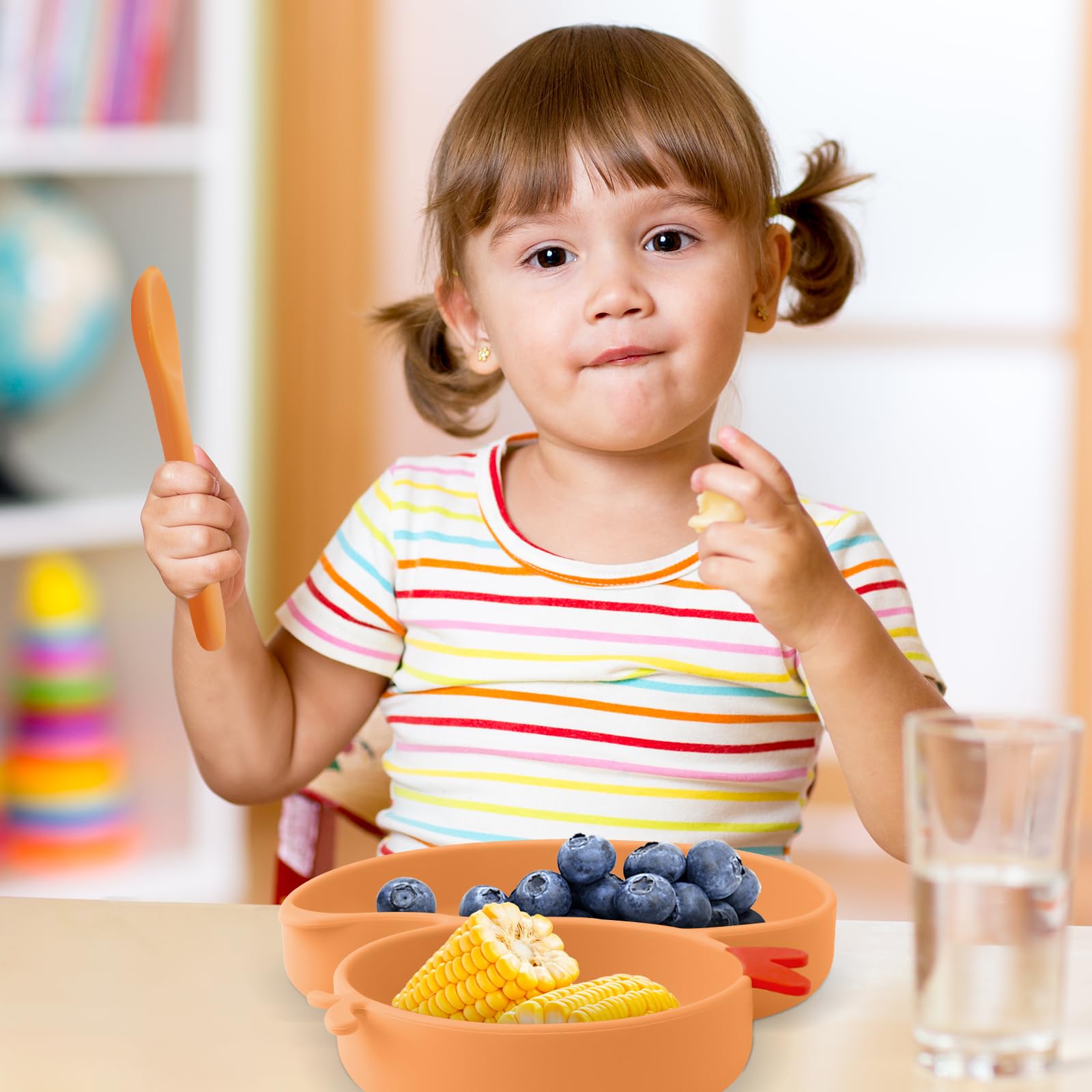 Qshare food grade silicone plate safe for little eaters