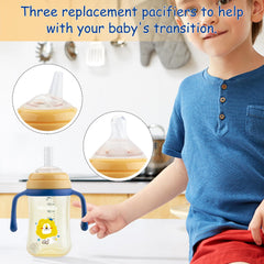 Qshare Sippy Cup yellow 360-drink design supports drinking at any angle.