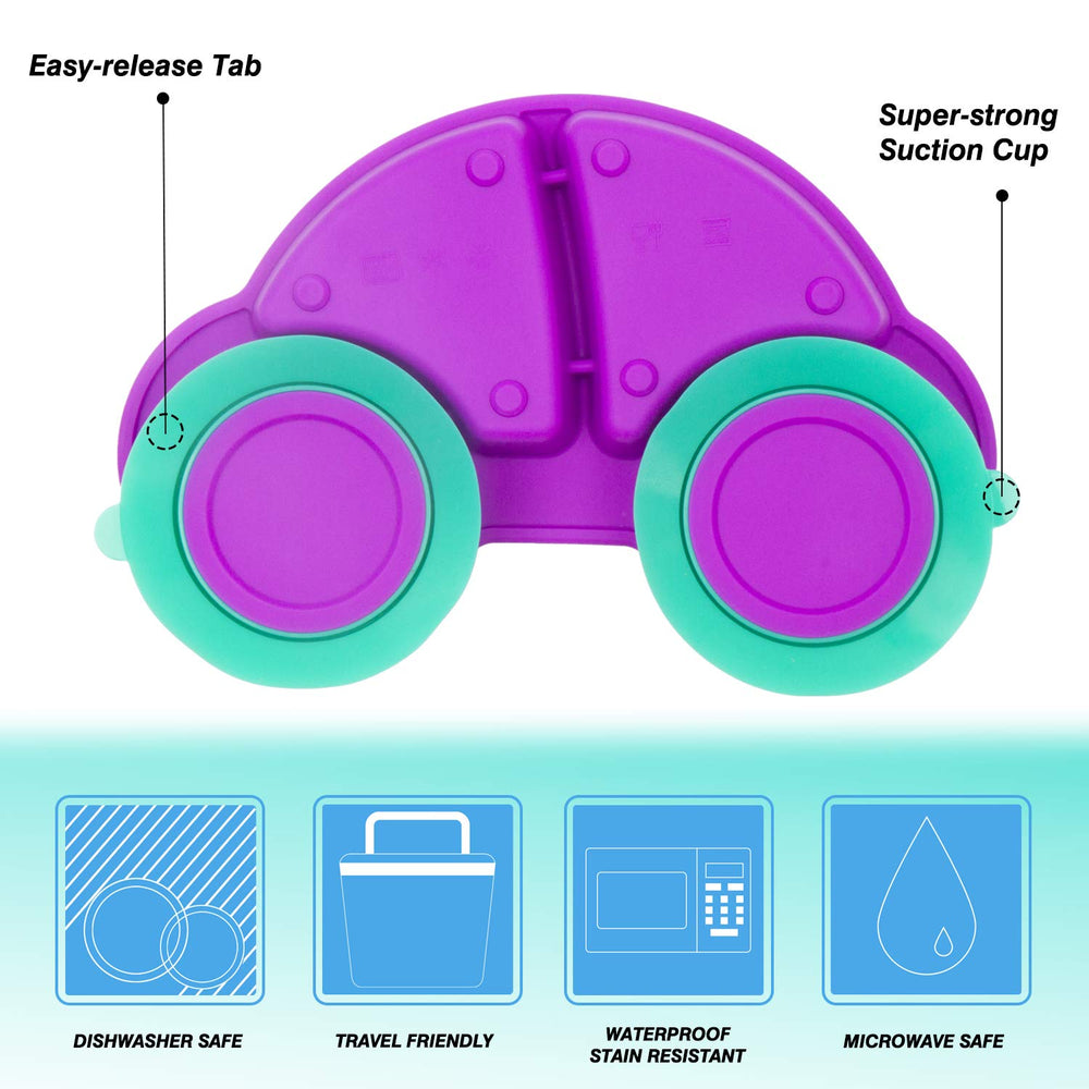 Qshare Toddler Plates show raised edges that assist with self-feeding and portioning