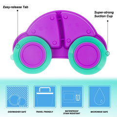 Qshare Toddler Plates show raised edges that assist with self-feeding and portioning