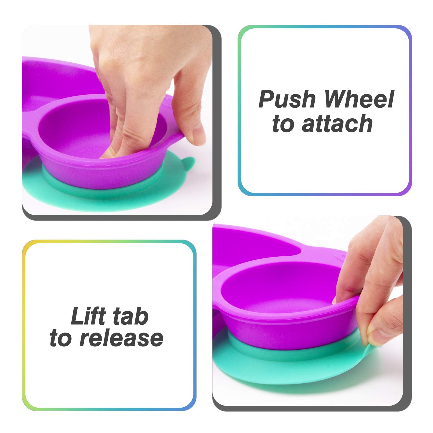 Qshare Toddler Plates demonstrate strong suction to keep plates stable on trays