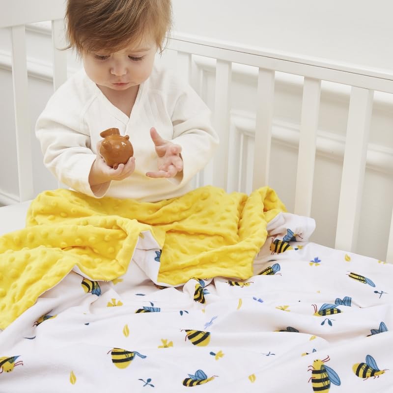 QSTEHEML baby blanket dotted back closeup highlights plush two-layer comfort