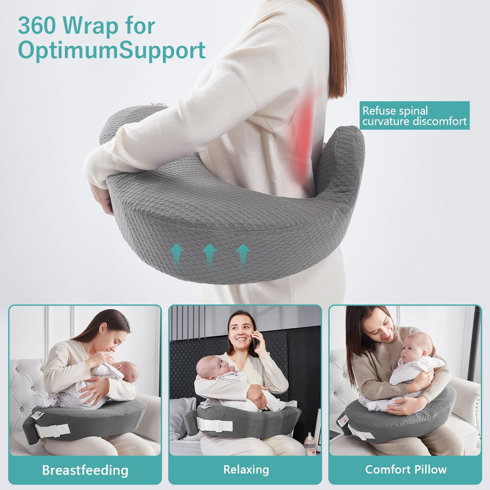 QSTEHEML nursing pillow memory foam core offers comfortable height and support.