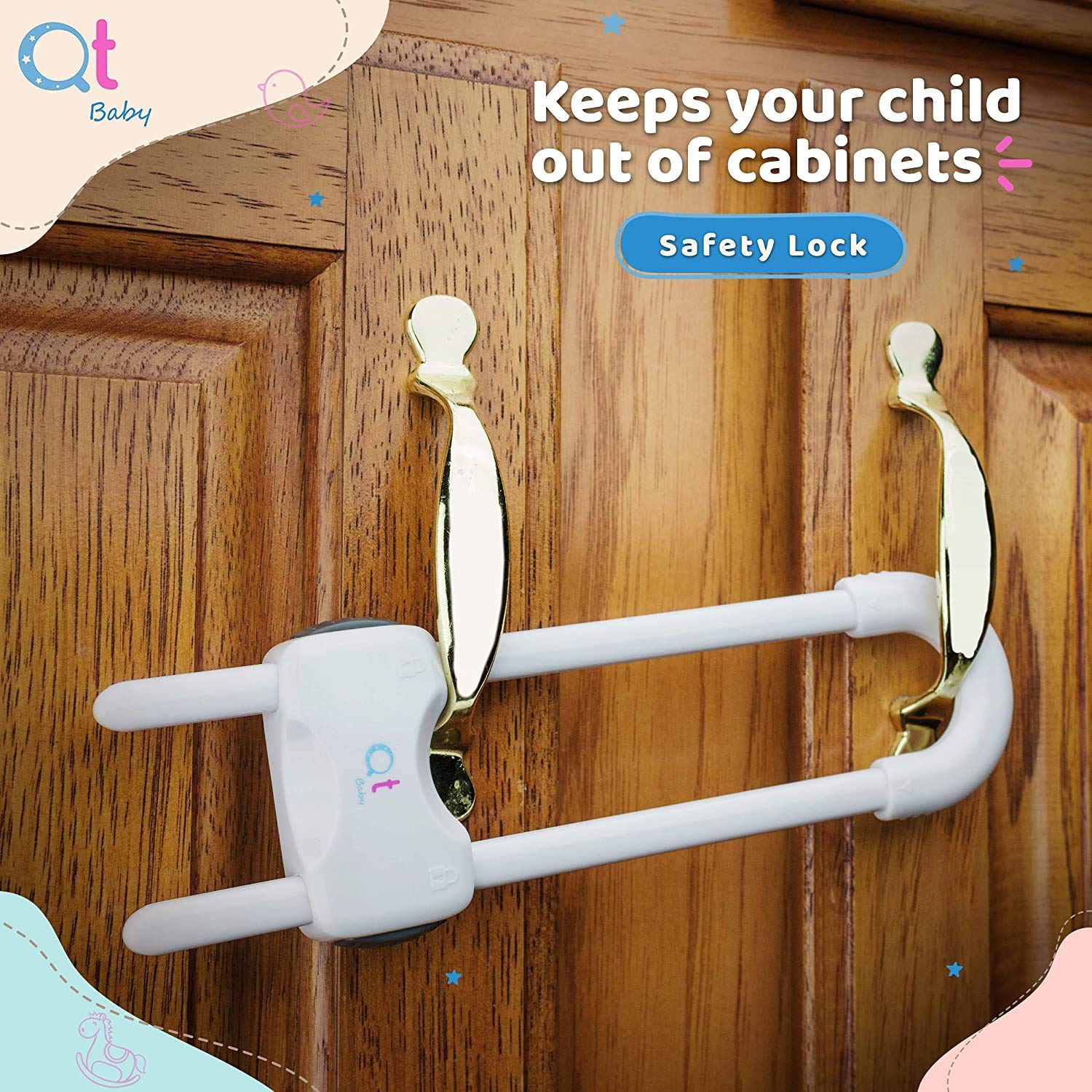 QT BABY adjustable-range lock set from 6in to 1in for cabinets