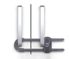 QT BABY Thunder Grey cabinet locks adjustable length from 1 to 6 inches for various cabinet sizes.