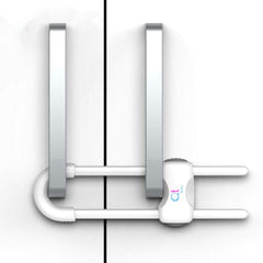 QT BABY U-shaped cabinet locks in white on a drawer for adult use