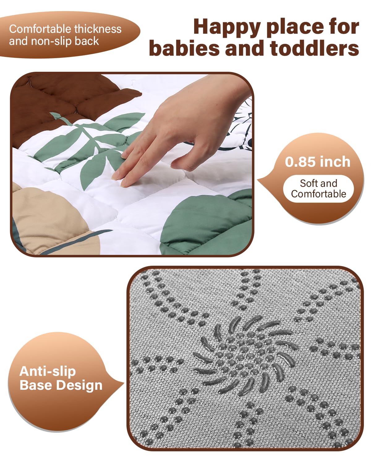 QUAFRET Baby Play Mat tummy time plush surface supports early movement