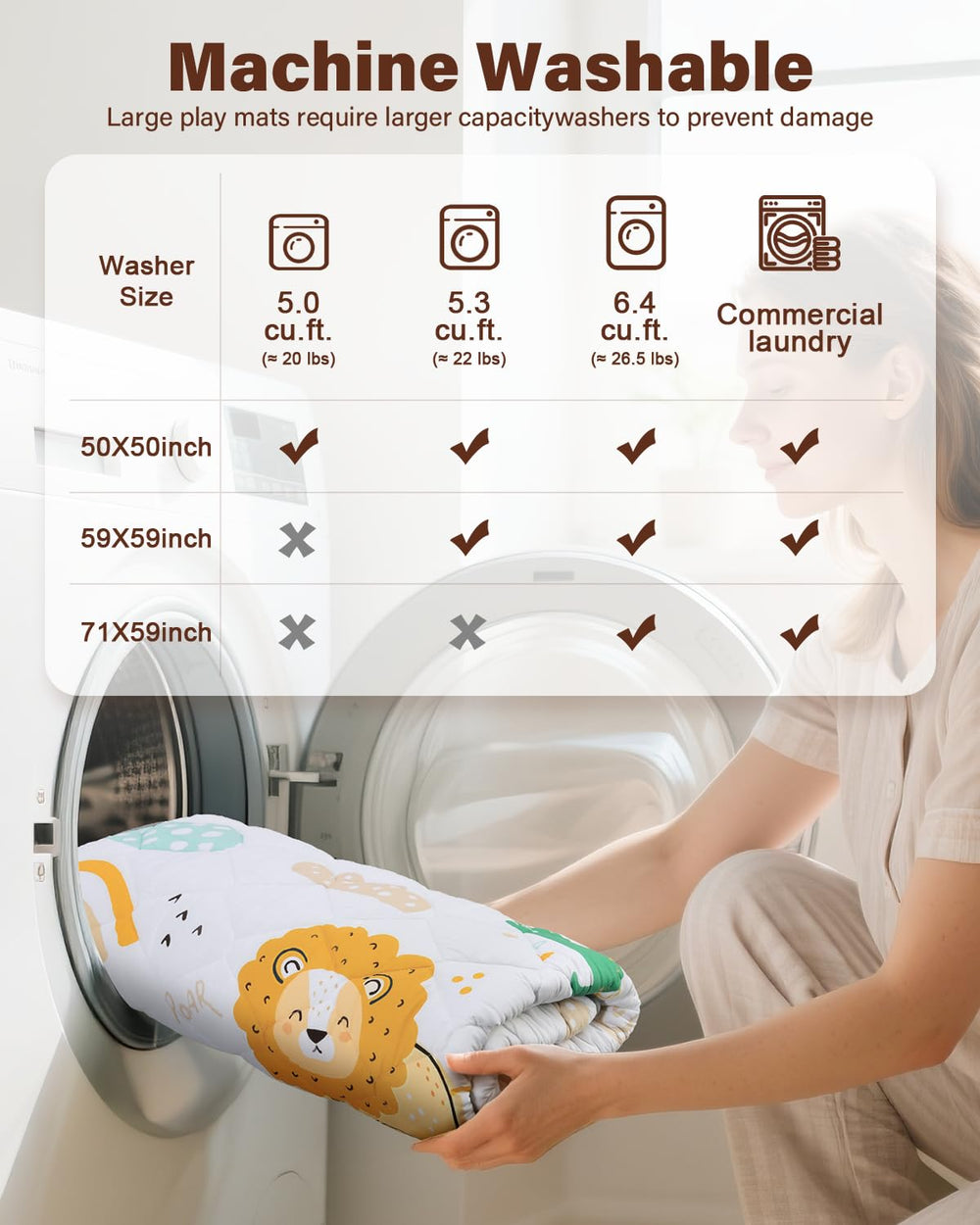 QUAFRET baby play mat machine-washable for quick cleaning