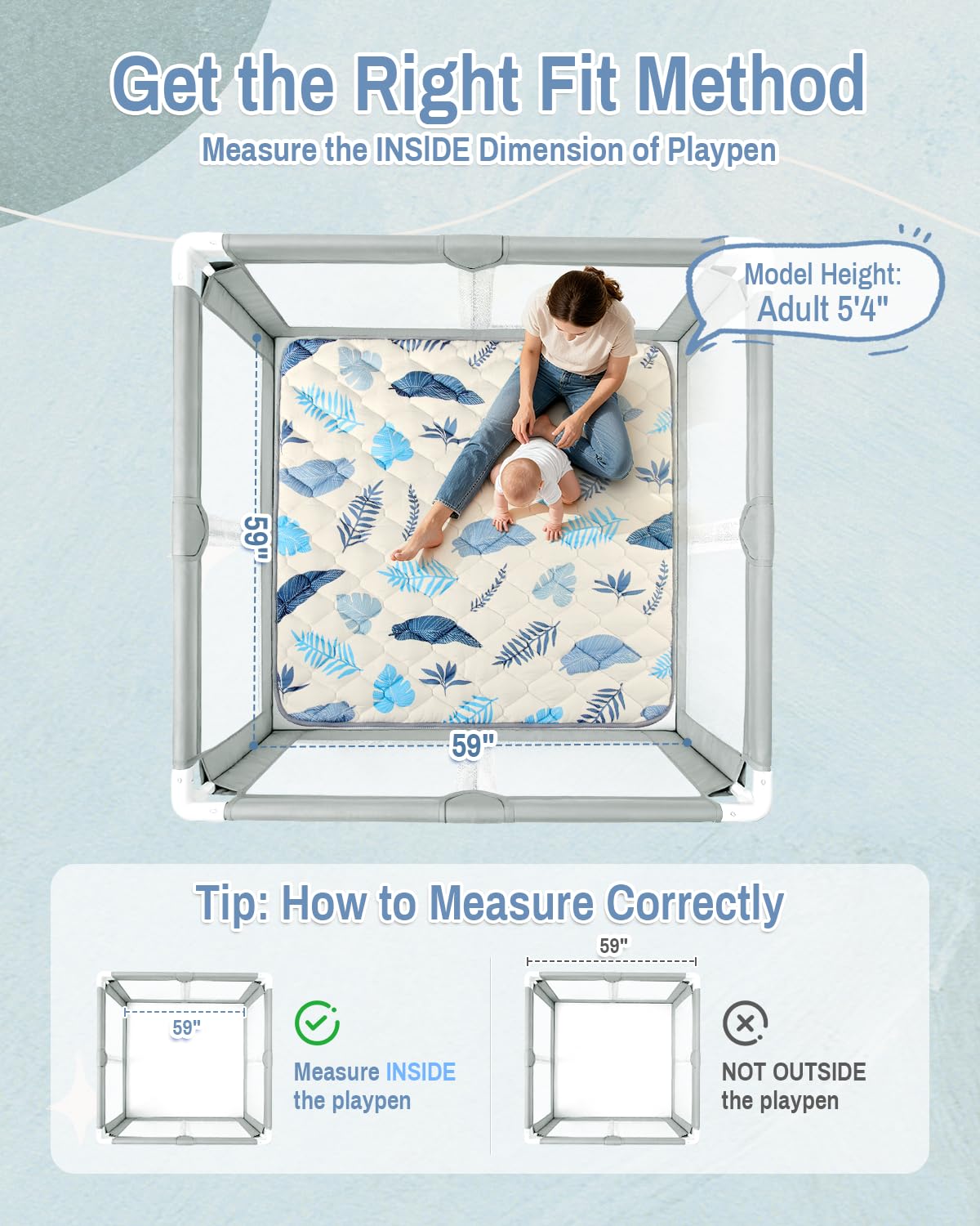 QUAFRET baby play mat non-slip base keeps infants secure during floor play