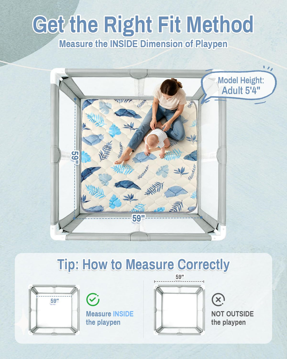 QUAFRET baby play mat non-slip base keeps infants secure during floor play