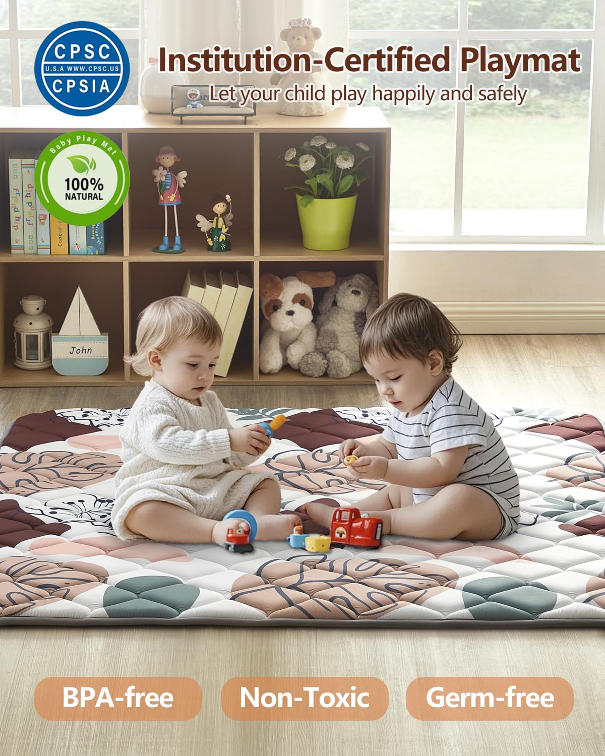 QUAFRET Baby Play Mat earth beige pattern adds stylish decor