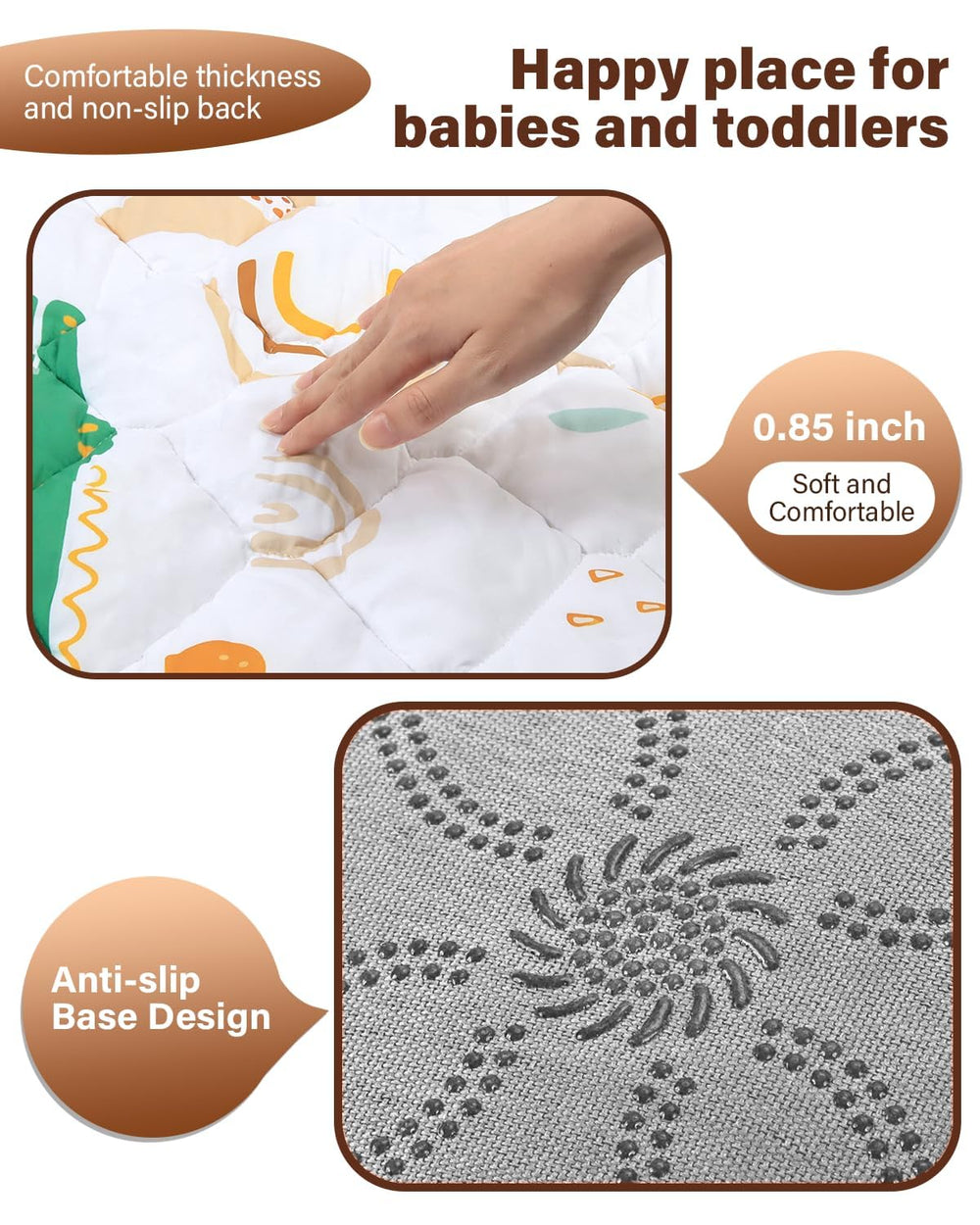QUAFRET baby play mat earth-beige white patterns suit modern décor