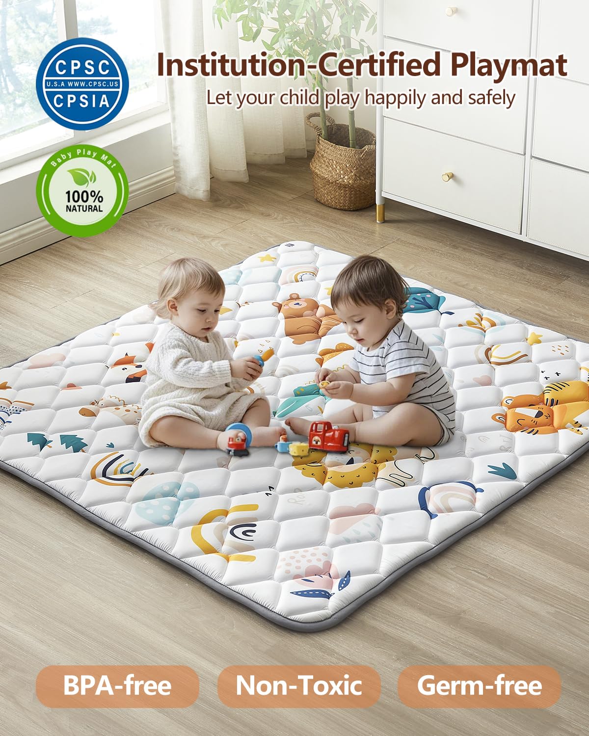 QUAFRET Baby Play Mat fits multiple playpen sizes for versatile setup.