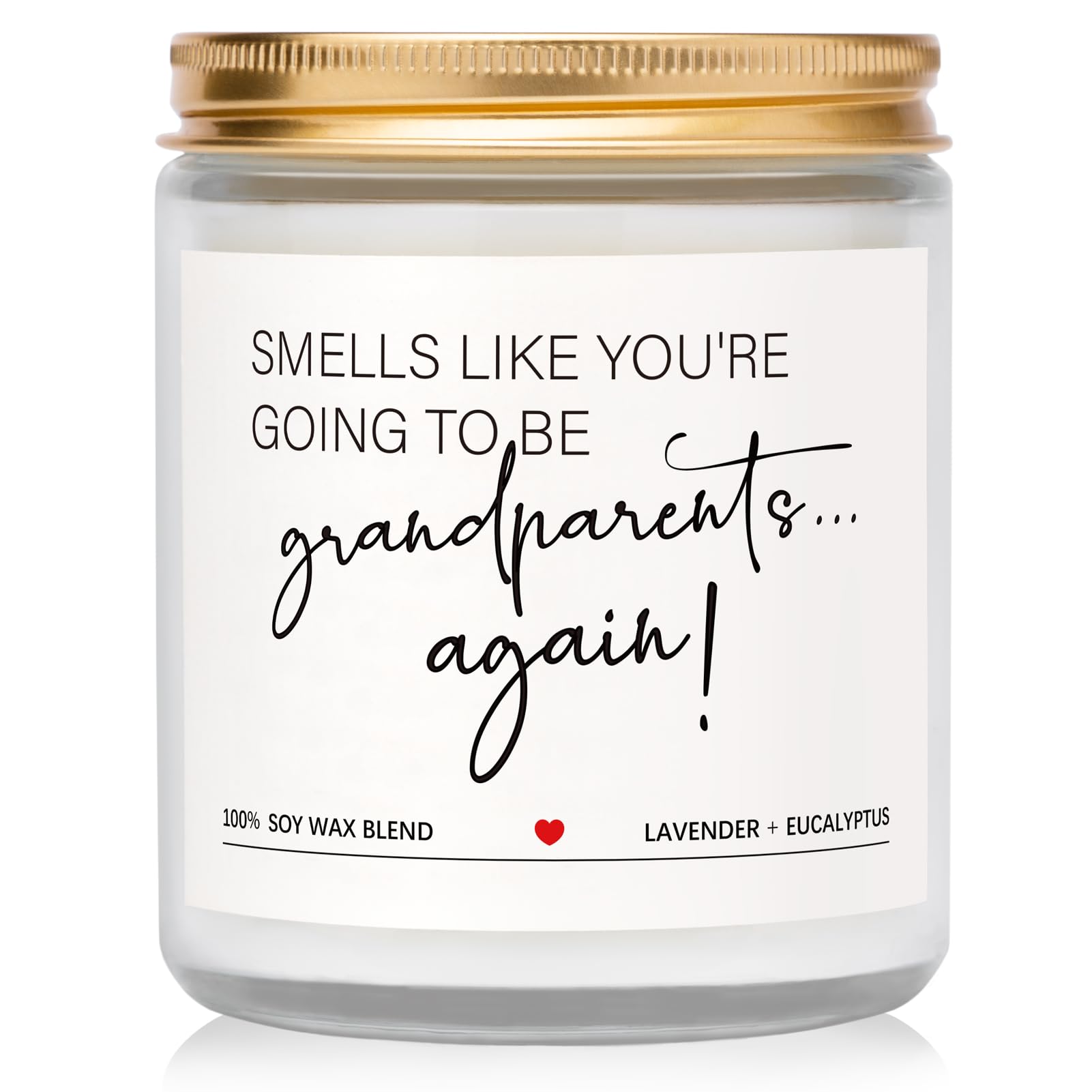 Quaintir lavender-pregnancy-announcement-candle close-up with printed message for grandparents to share news