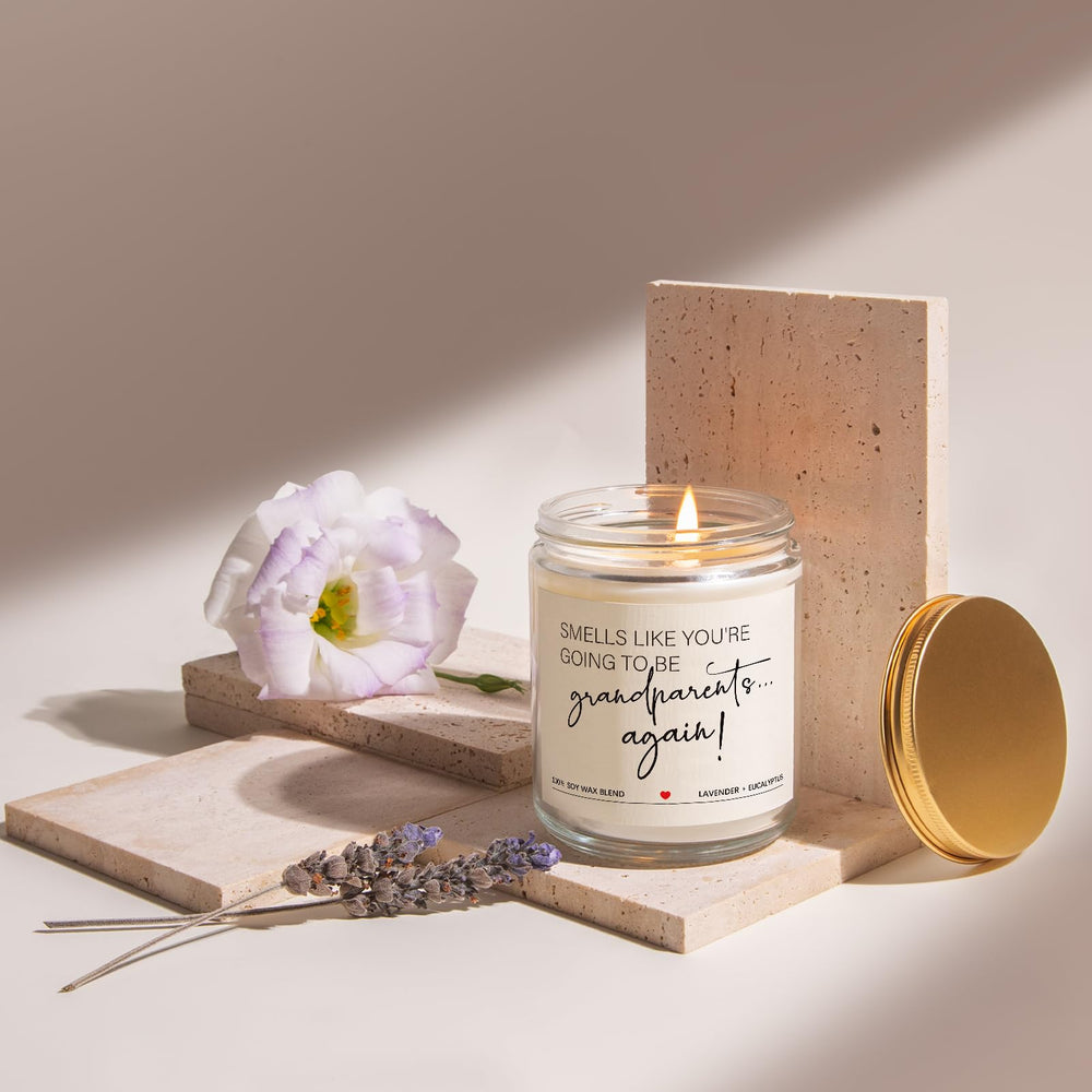 Quaintir lavender candle with recyclable glass carrier complements décor and serves as keepsake