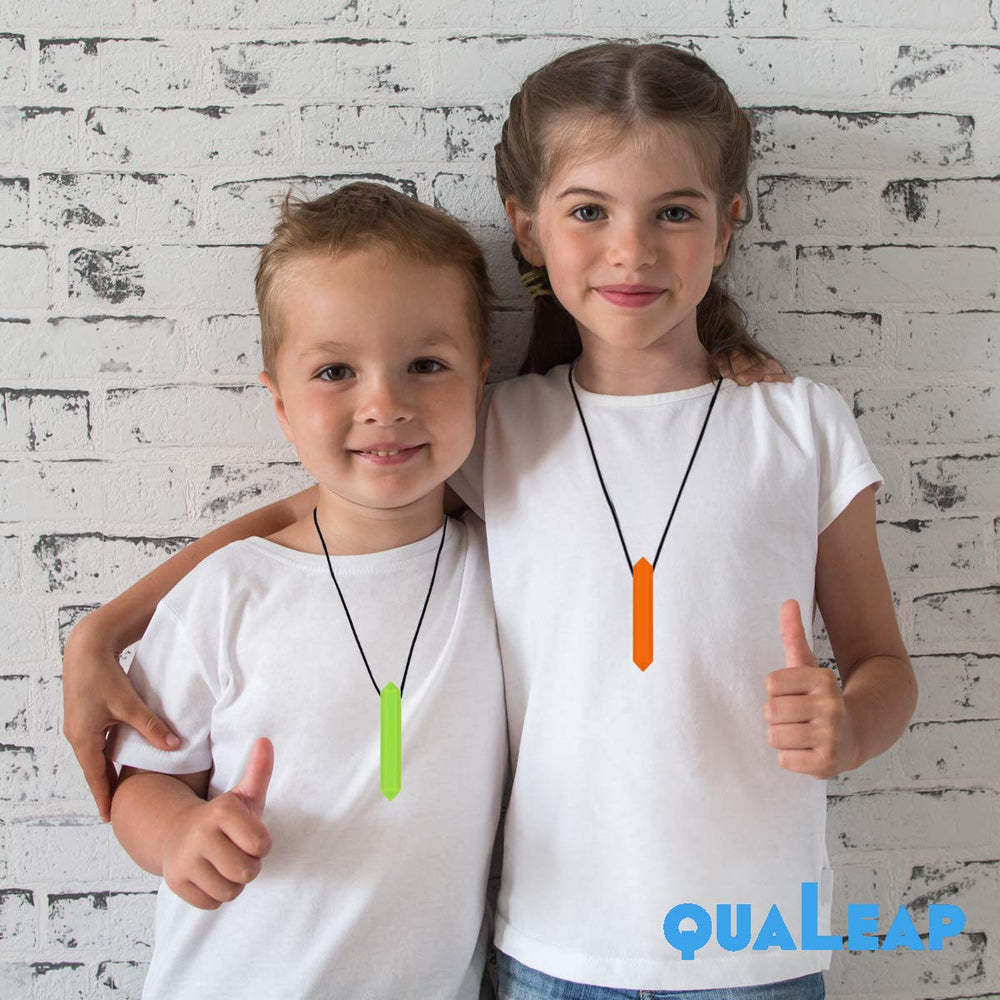 QUALEAP AMBER sensory chew toy supports autism/ADHD-friendly routines