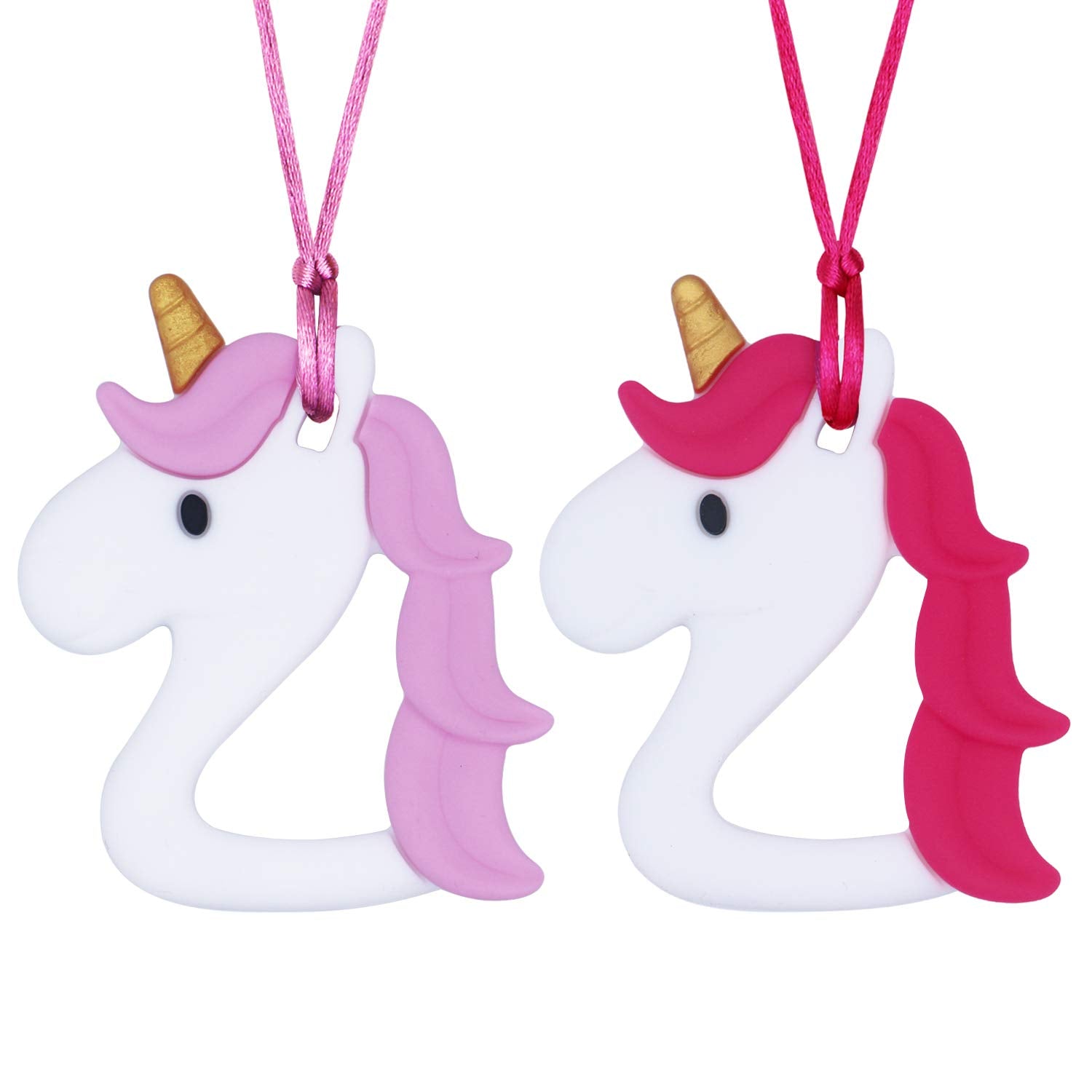 QUALEAP AMBER unicorn chew necklace closeup promotes calm focus during sensory play