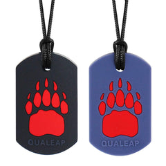 Qualeap Amber Xtra Tough Bear Claw chew necklace close-up for durable chewing