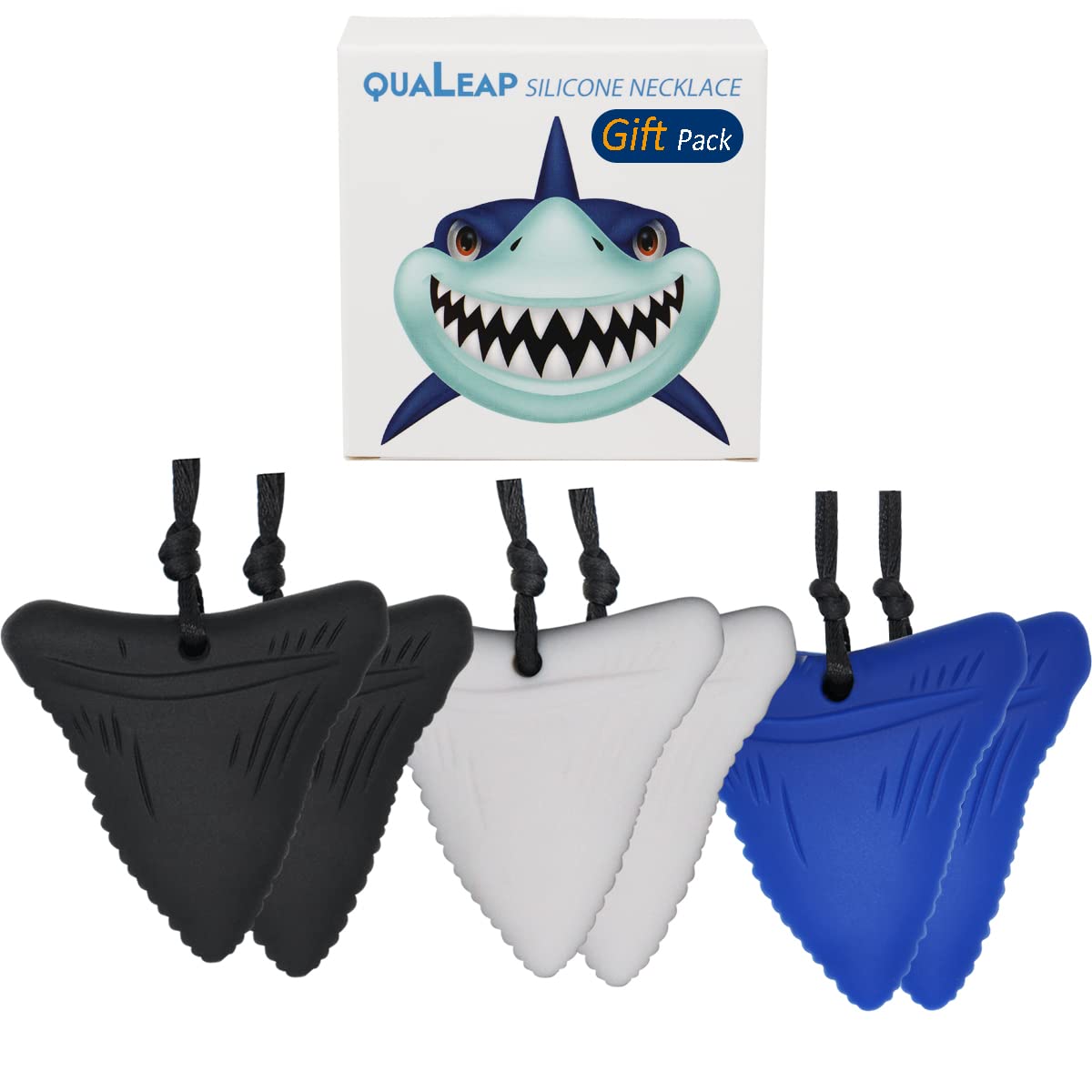 QUALEAP AMBER Xtra Tough Shark Tooth Necklace Pack – durable chew for aggressive chewers