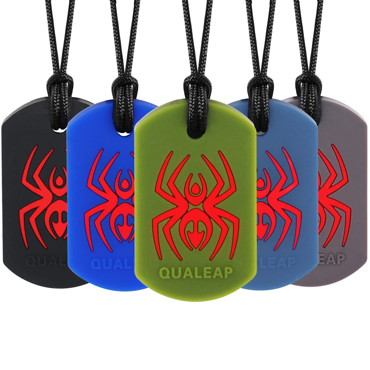 QUALEAP AMBER Xtra Tough Spider chew necklace front view for focused sensory relief