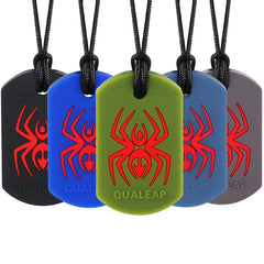 QUALEAP AMBER Xtra Tough Spider chew necklace front view for focused sensory relief