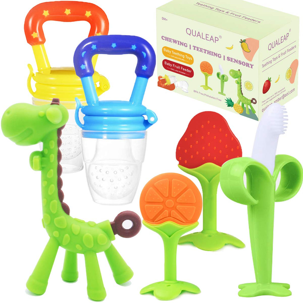 qualeap teething toy green grip eases gripping and soothing for babies