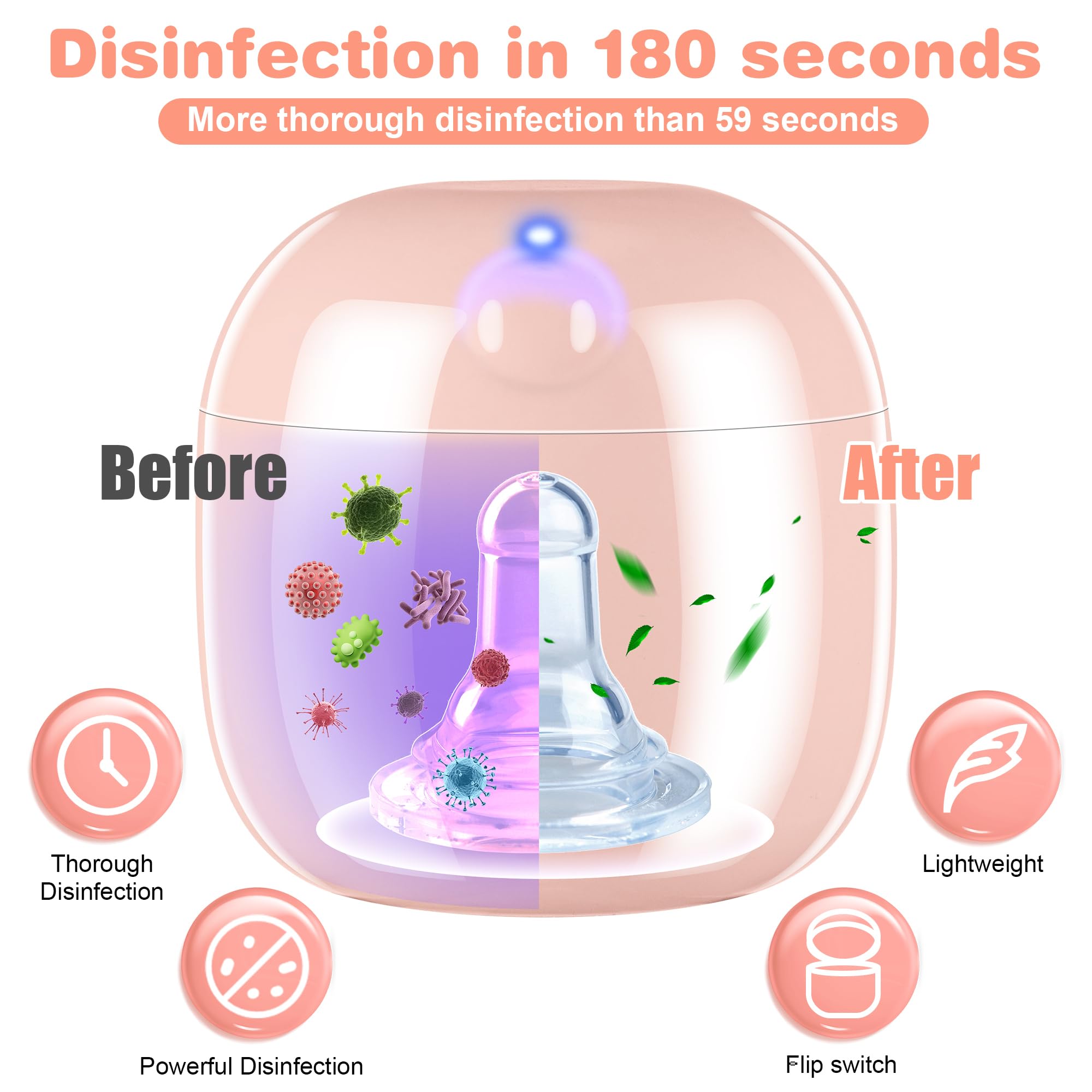 Qualirey mini UV disinfection box closed for quick on-the-go sanitization.