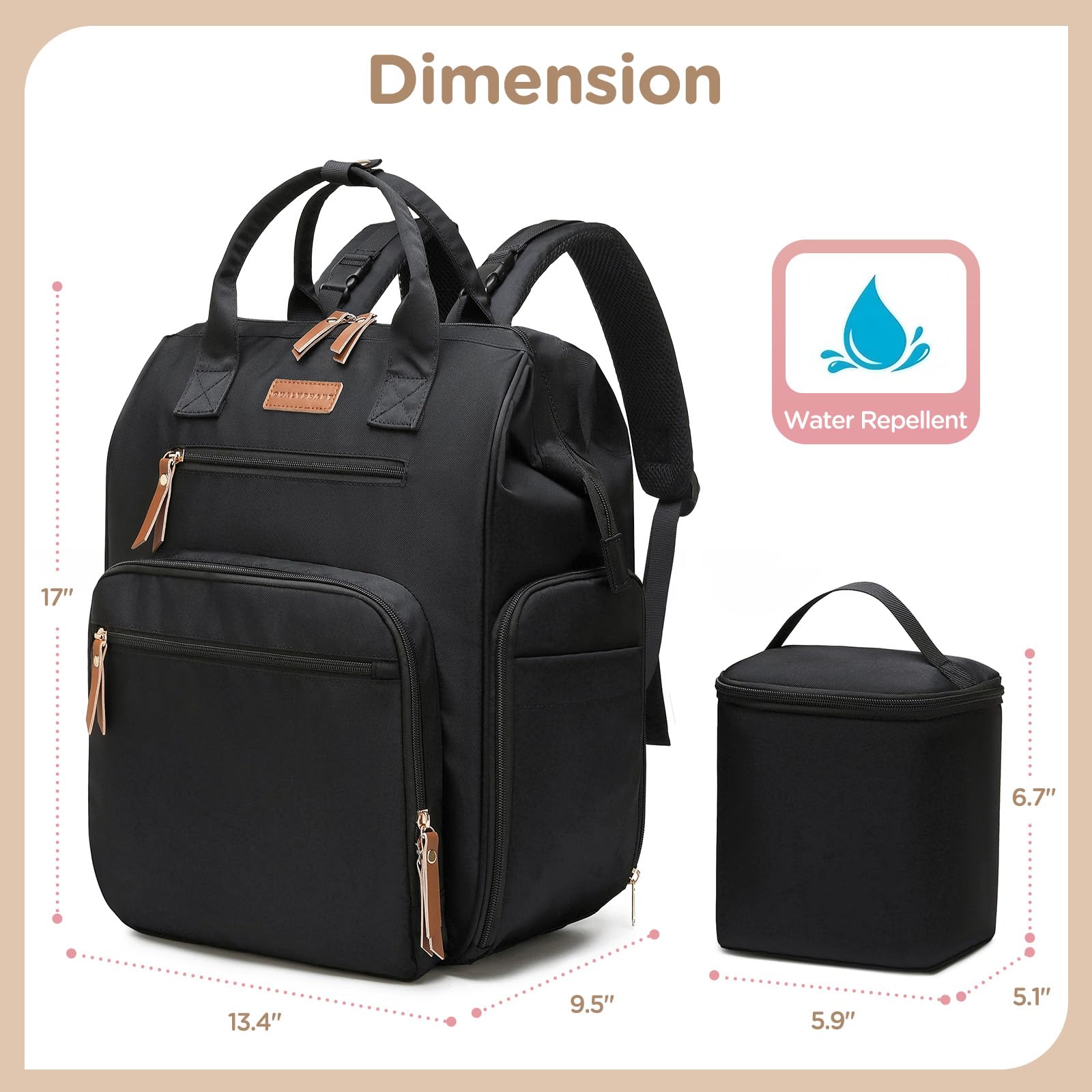 Qualyphant convertible bag converting into diaper backpack with 14 pockets.