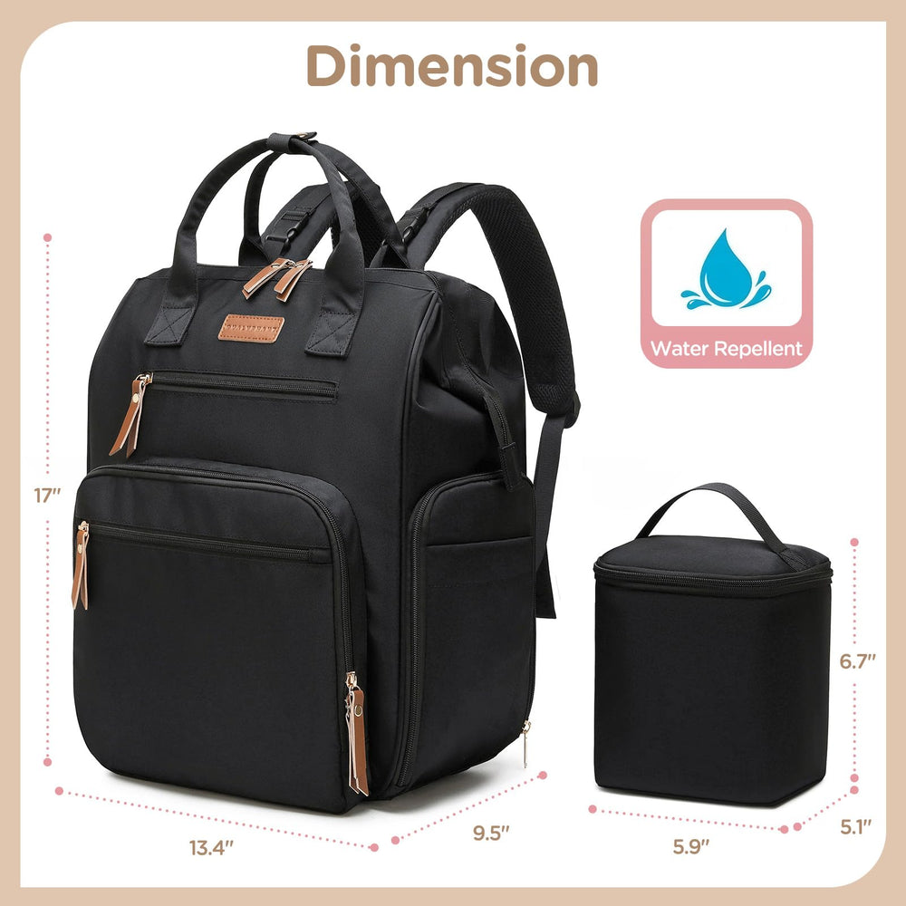 Qualyphant convertible bag converting into diaper backpack with 14 pockets.