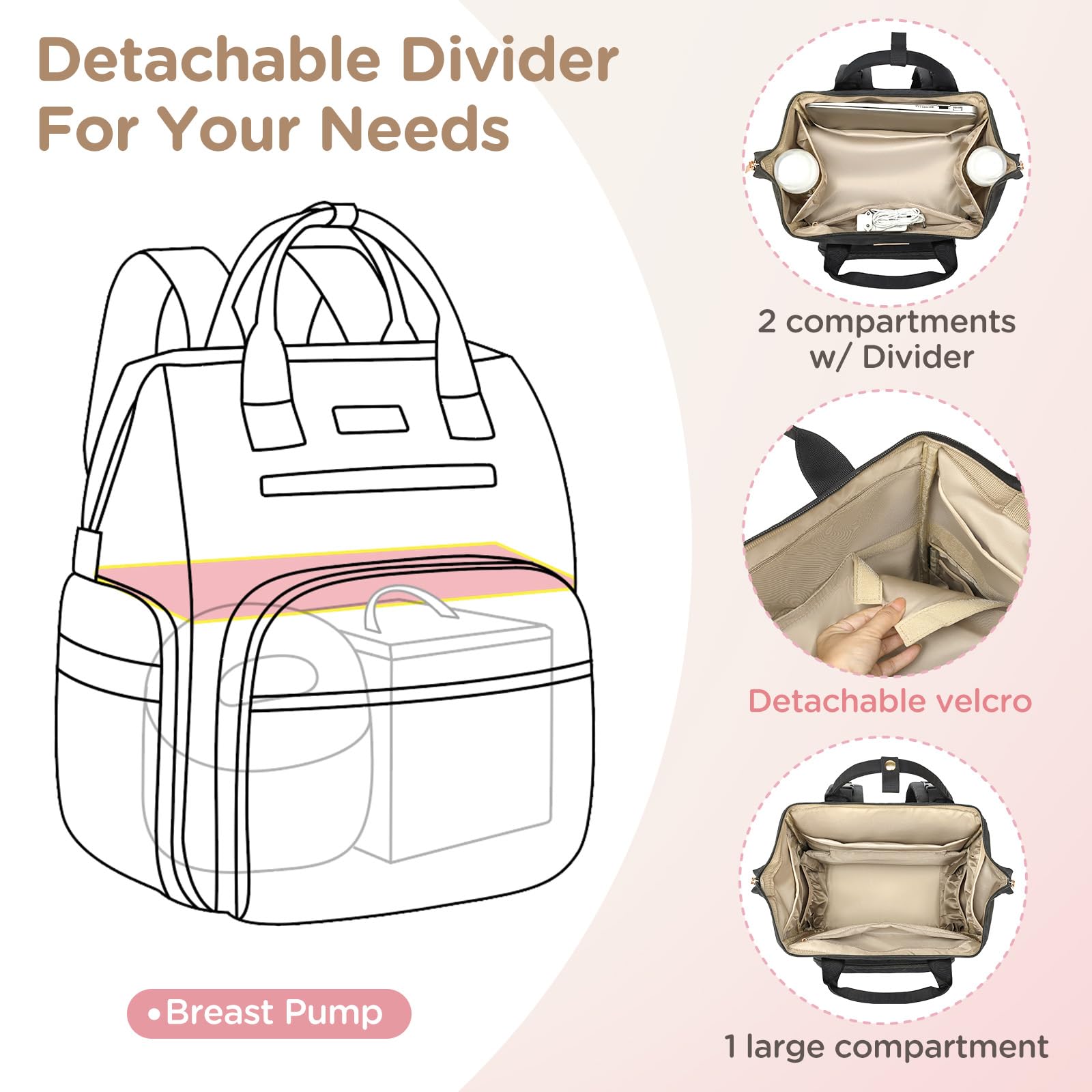 Qualyphant bag insulated compartments and cooling bag for fresh bottles on the go.
