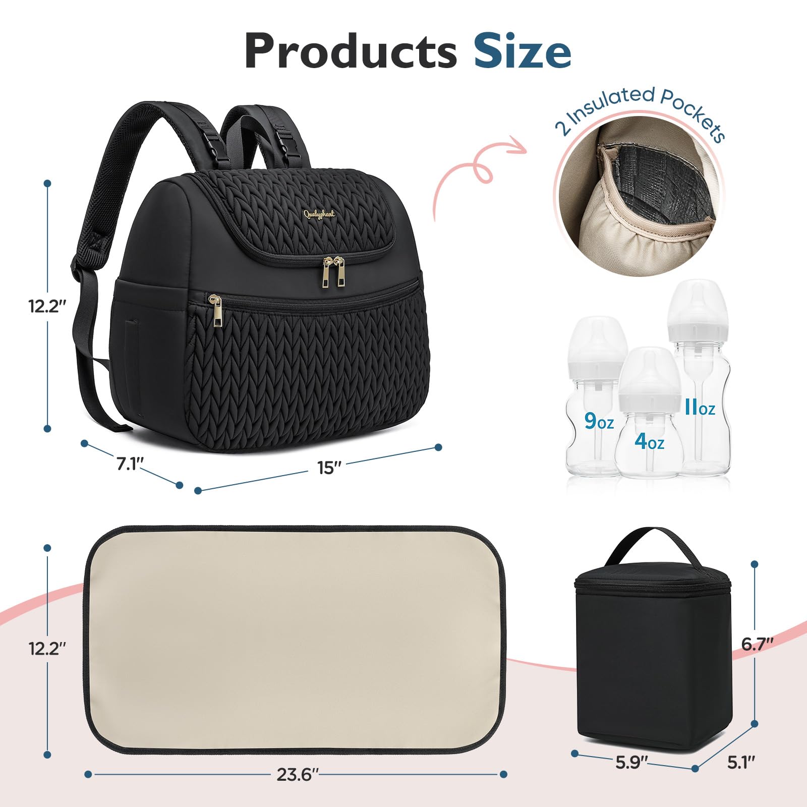 Qualyphant breast pump bag water-resistant material durable for daily use.