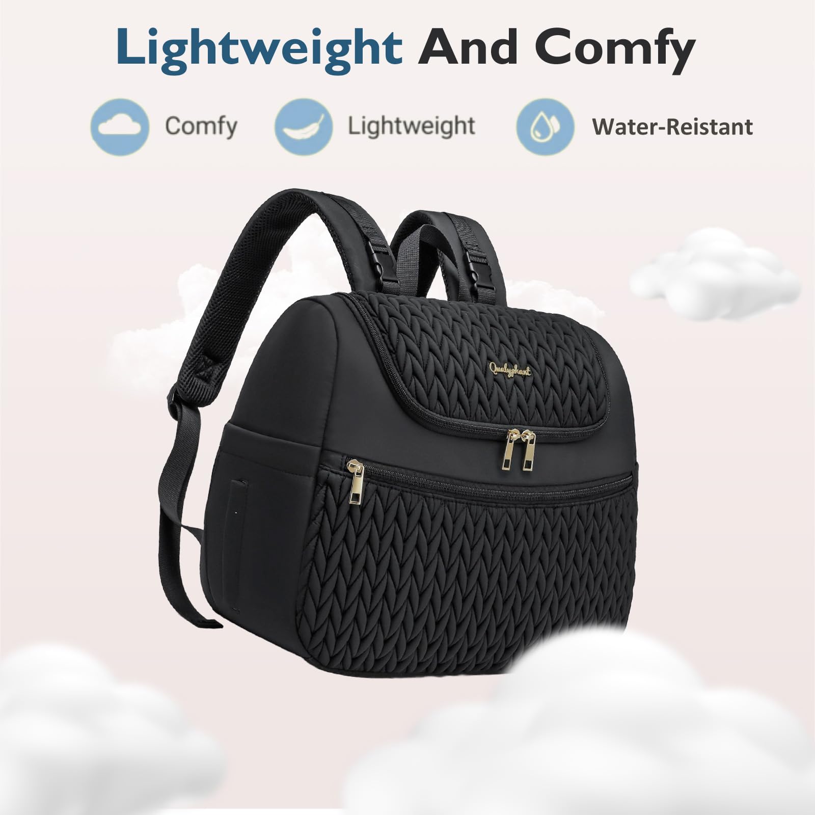Qualyphant breast pump bag pocket organization with 12 smart pockets for essentials.