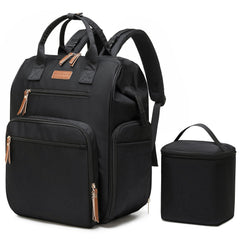 Qualyphant breast pump bag side view with dual openings and organized pockets for quick access.