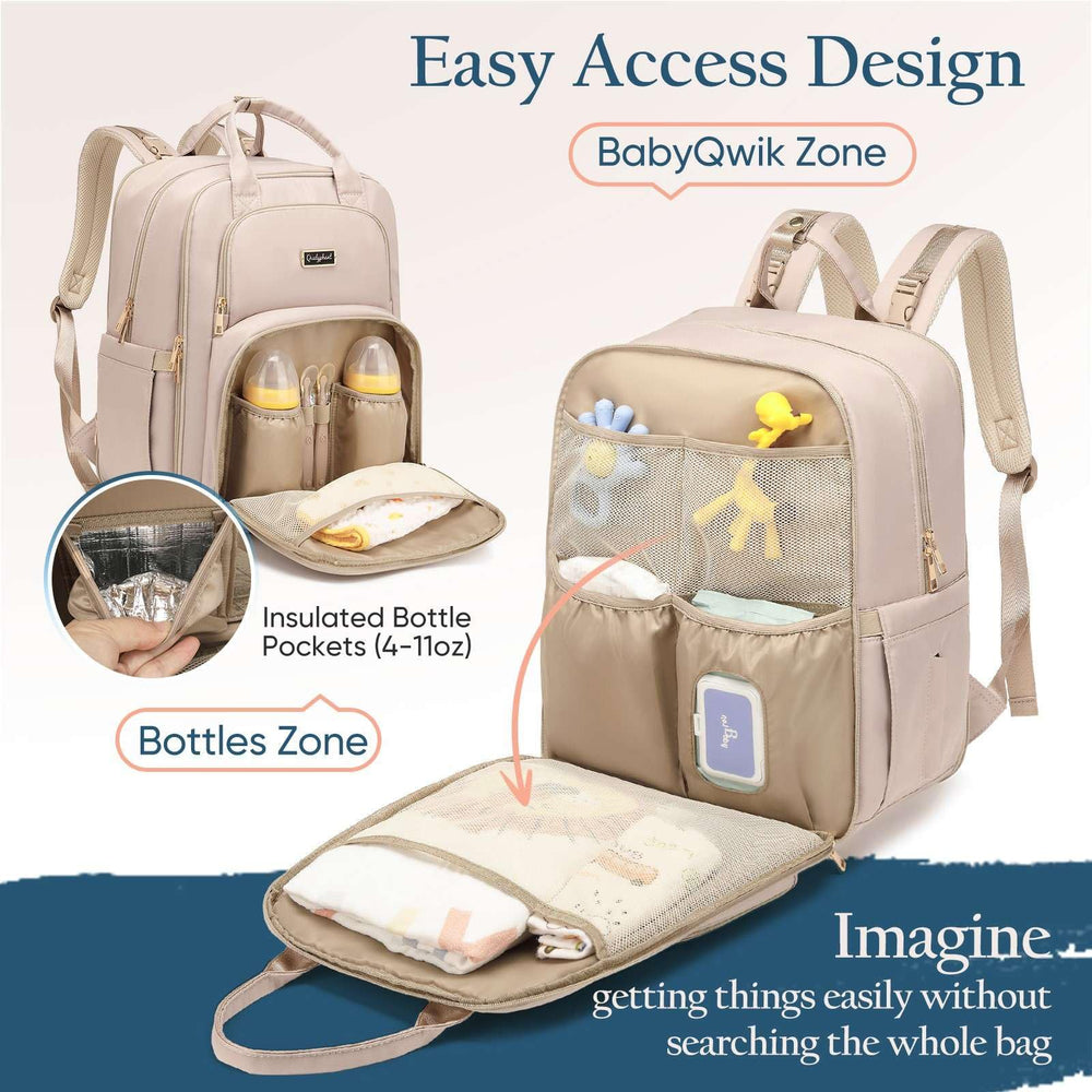 Qualyphant diaper bag backpack stroller straps enable hands-free outings with kids.