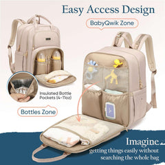 Qualyphant diaper bag backpack stroller straps enable hands-free outings with kids.