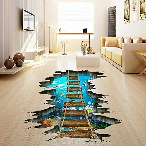 Quanhaigou 3D floor stickers ocean scene on bathroom floor