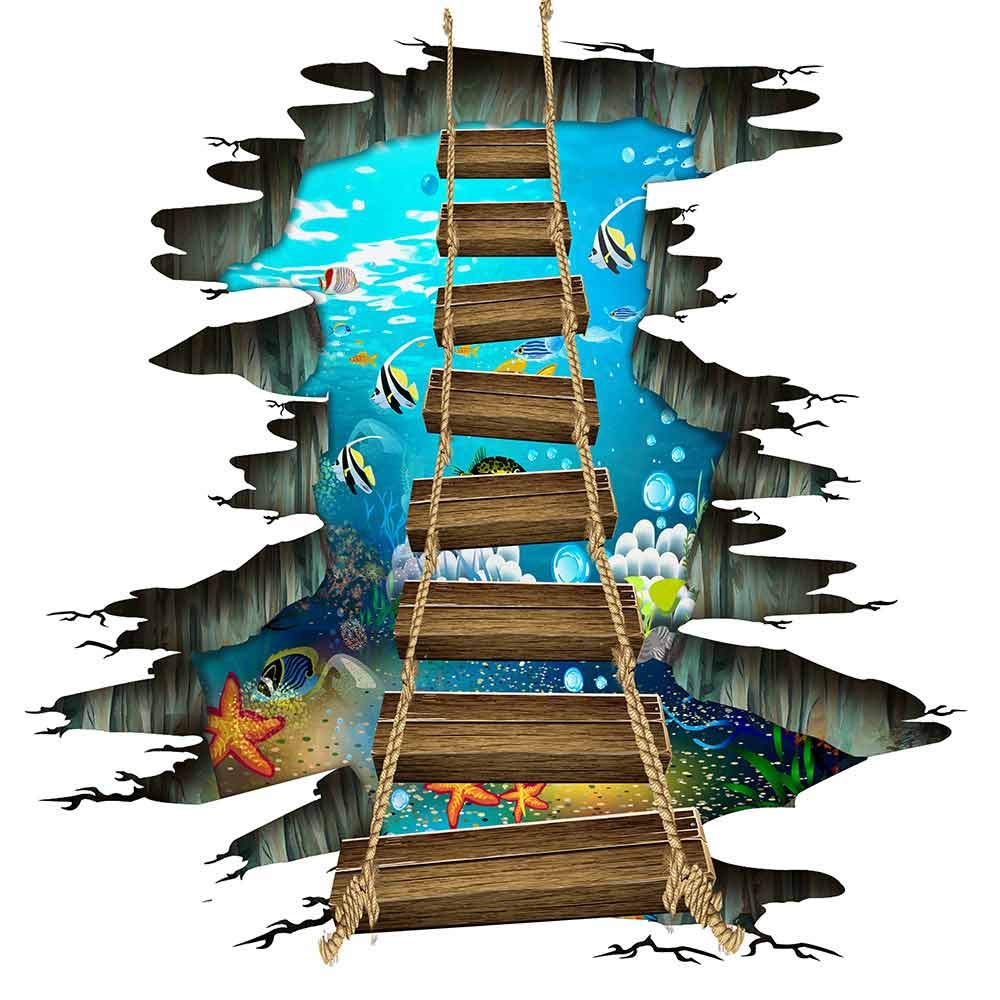 Quanhaigou 3D floor stickers underwater scene for vibrant sea world decor