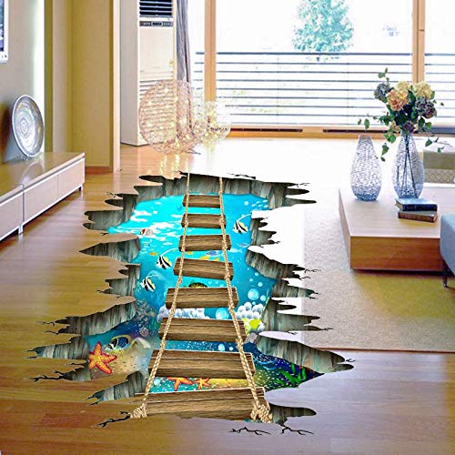 Quanhaigou 3D floor stickers wooden suspension bridge as focal room accent