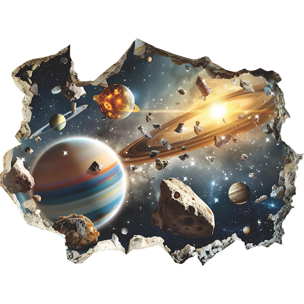 Quanhaigou 3D Galaxy wall decal assembly creates immersive space vibes for living rooms