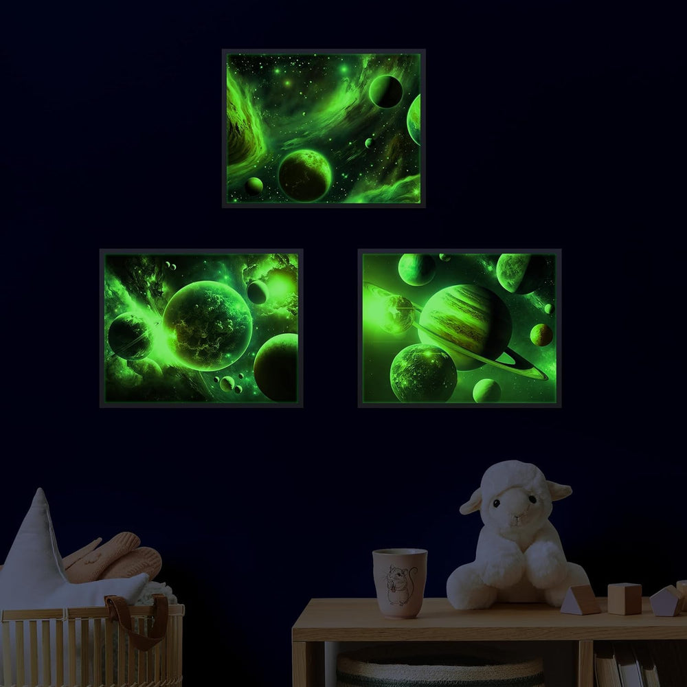 Quanhaigou Glow Space Wall Decals removable non-toxic material for kids rooms.