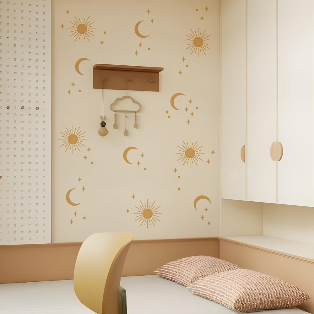 QUCHENG boho wall stickers six-sheet pack offers cute bedroom decor that's easy to apply