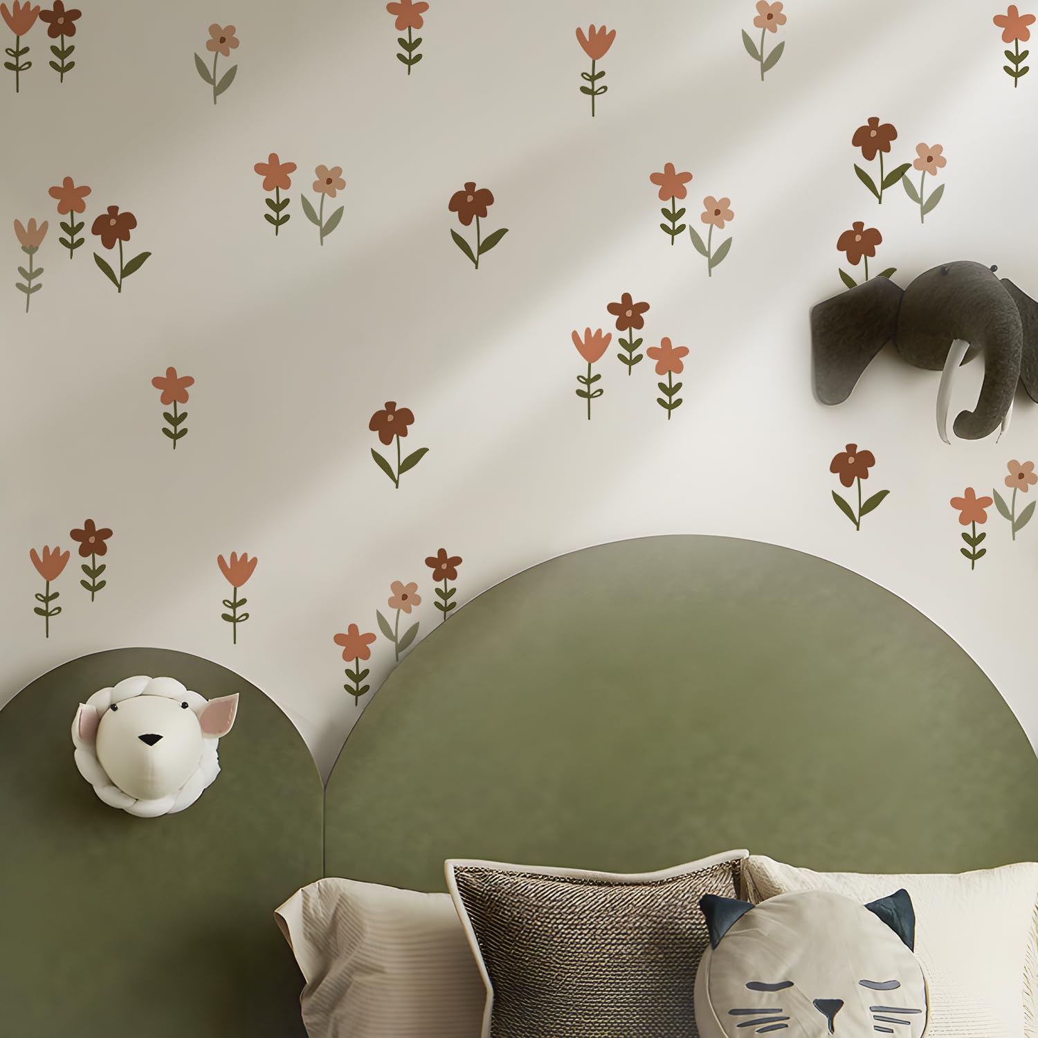 QUCHENG boho wall stickers leaves and flowers elevate girl's room ambiance