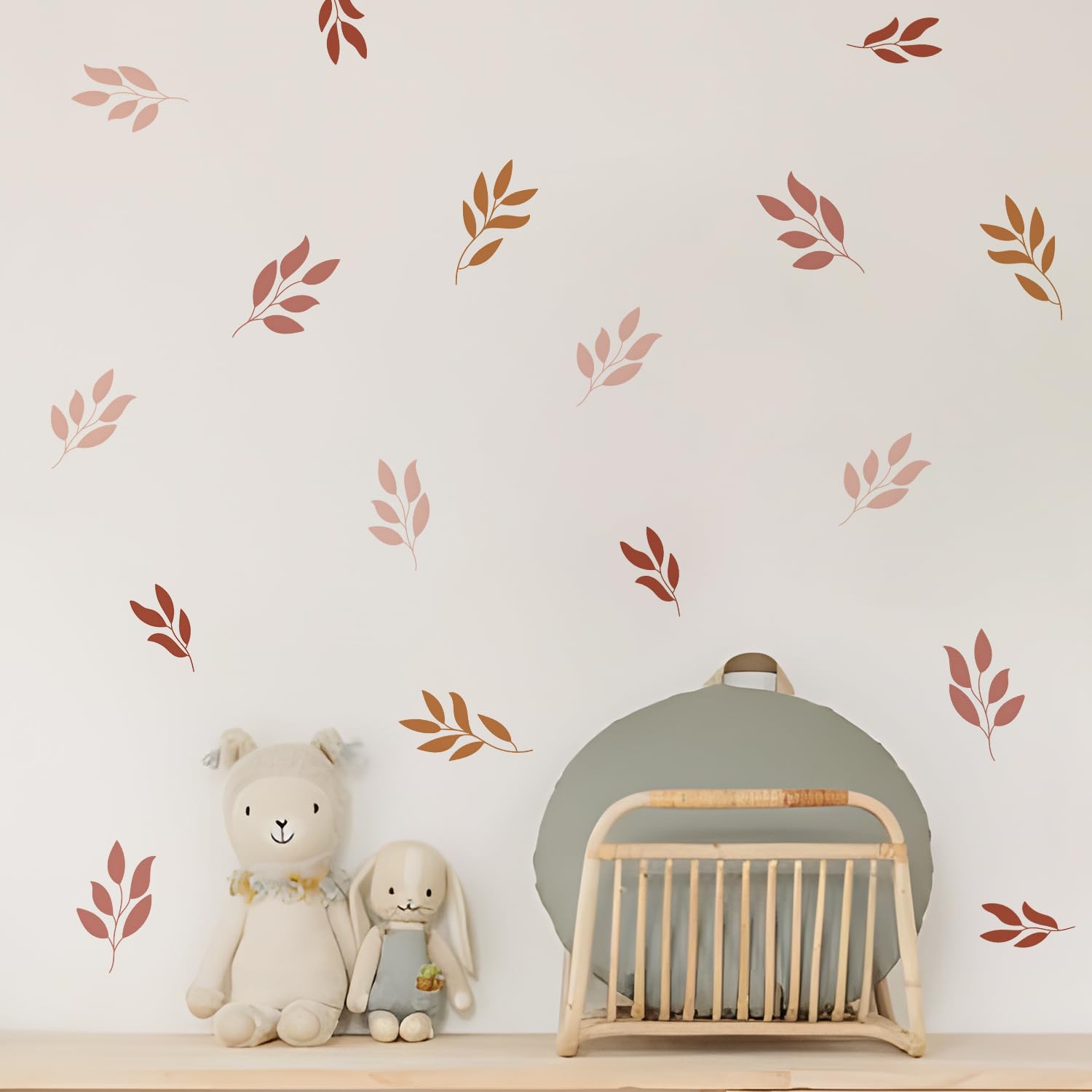 QUCHENG Boho wall stickers leaves falling pattern bring nature-inspired texture to walls.