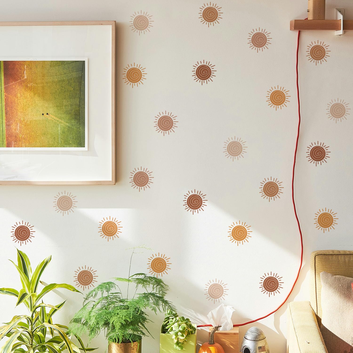 QUCHENG boho wall stickers rainbow sun motif brightens a kids play area