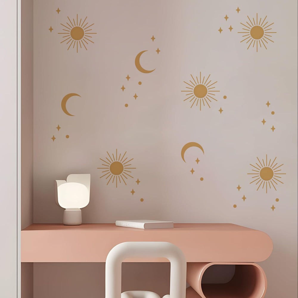 QUCHENG boho wall stickers sun motif adds cheerful warmth to walls