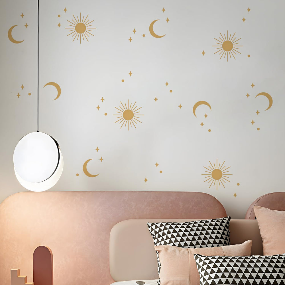 QUCHENG boho wall stickers warm-tones palette coordinates with light interiors