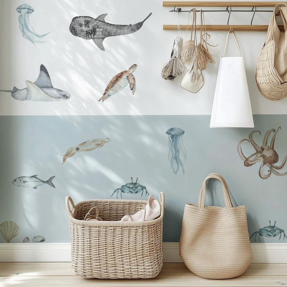 QUCHENG Ocean wall decals coral—vibrant texture for living spaces